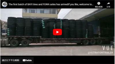 Le premier lot de pneus Bayi et d'essieux Fuwa est arrivé.